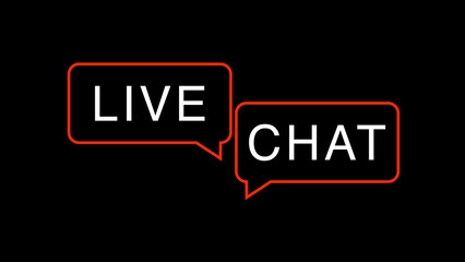 Live Chat Sign or Symbol with Record Indicator on Black Background 