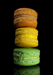 High resolution photo: Macaroons on black