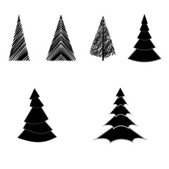 Web Christmas trees. Abstract. Set. Black .