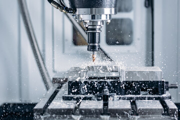 Process working CNC turning cutting milling metal Industry machine - obrazy, fototapety, plakaty