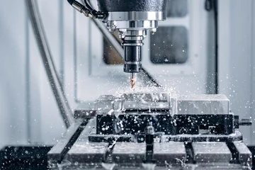 Tuinposter Process working CNC turning cutting milling metal Industry machine © Parilov