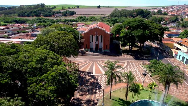 Serrana / S&atilde;o Paulo / Brazil - April 24, 2022 : square and Mother Church of the city of Serrana, countryside of S&atilde;o Paulo. 