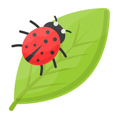 ladybird on leaf Concept,  Marybeetle vector color icon design, Farming and Agriculture symbol, village life Sign, Rural and Livestock stock illustration