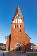 Fototapeta na wymiar red brick church St. Nicolai in Westerland, Sylt