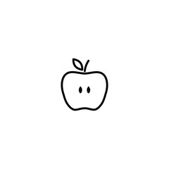 half apple icon. vector black apple symbol