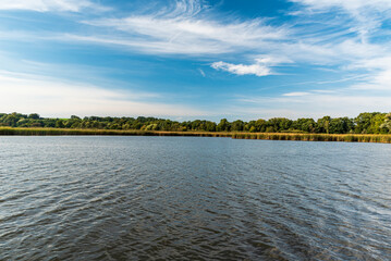 Stepan pond with forest on the background near Ostrava city in Czech republic