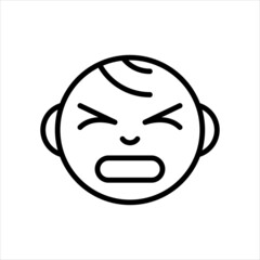 Baby Face Emoticon Outline Icon Vector.