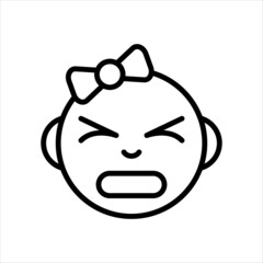 Baby Face Emoticon Outline Icon Vector.