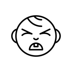 Baby Face Emoticon Outline Icon Vector.