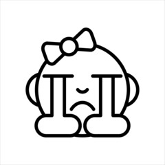 Baby Face Emoticon Outline Icon Vector.