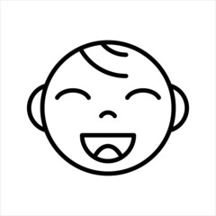 Fototapeta premium Baby Face Emoticon Outline Icon Vector.