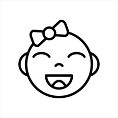 Baby Face Emoticon Outline Icon Vector.