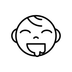 Baby Face Emoticon Outline Icon Vector.
