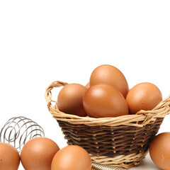 brown eggs on white background 