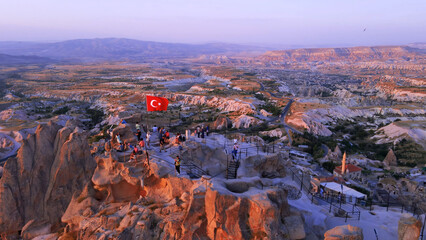 Aerial top view of Cappadocia in Turkey