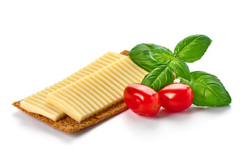 Edam cheese sandwich, isolated on white background.