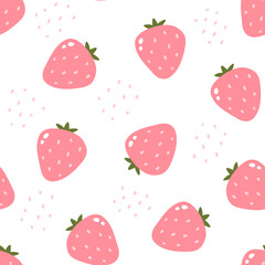 Vector seamless pattern with strawberries
