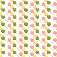 Vector seamless pattern with dango. Japanese sweets and desserts