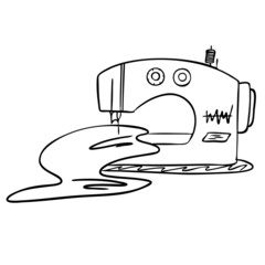 Sewing machine. Fashion designer tool. Vector illustration