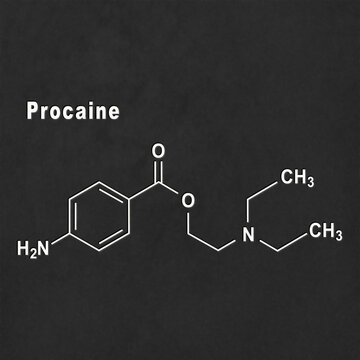 Procaine, anesthetic drug, Structural chemical formula