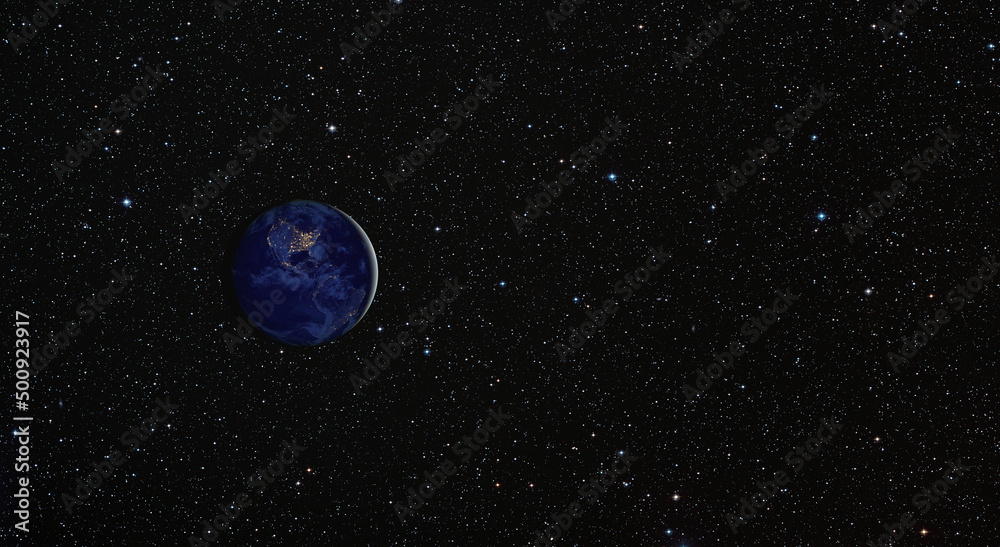 Poster The belly of View of Earth from outer space with millions of stars around it.