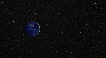 The belly of View of Earth from outer space with millions of stars around it.