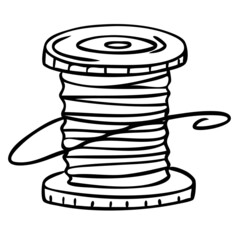 Spool of thread for sewing. Fashion designer tool.