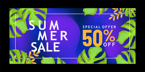 Summer sale banner promotion social media design template