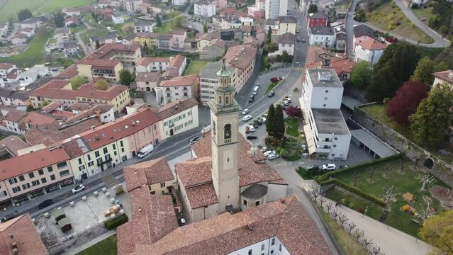 aerial view city church switzerland drone 4k