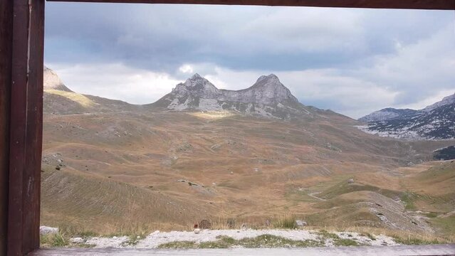 Photo Frame and Mountain Landscape at Durmitor National Park, Montenegro
