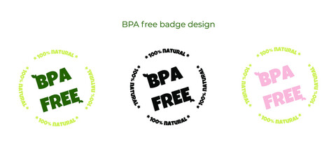 BPA free products sticker, label, badge and logo. Ecology icon. Logo template with green leaves for organic and eco friendly products. Vector illustration