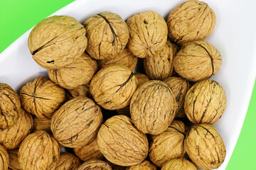 close-up walnuts in a bowl