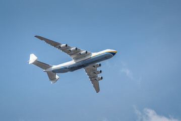 large six turbine plane in the sky