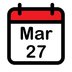 Calendar icon with twenty seventh march