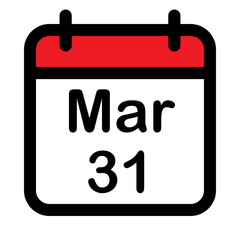 Calendar icon with thirty first march