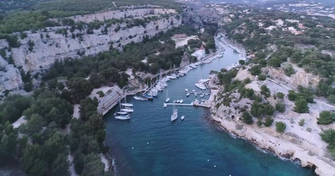 Aerial Clip over on the Cliffs, Calanques Nation Park near Cassis, Provence