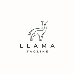 Llama or alpaca animal logo icon design template flat vector © SachyStd
