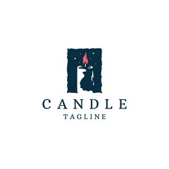 Candle light logo icon design template flat vector