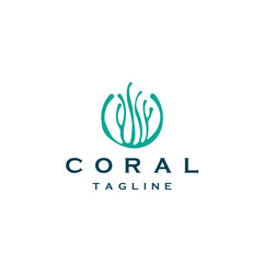 Coral logo icon design template flat vector