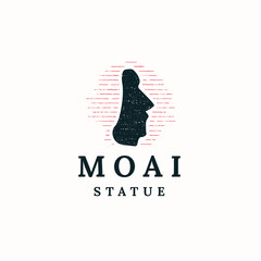 Moai monolith statue in Easter Island logo icon design template flat vector