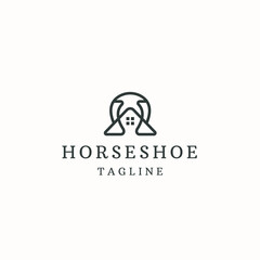 Horse shoes with house shape logo icon design template flat vector