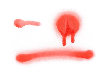 Red spray stain in shape isolated on white