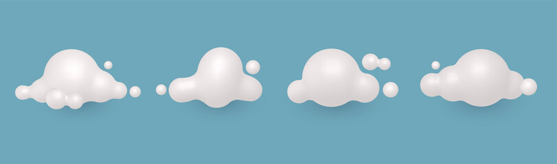 3d vector illustration clouds isolated on a blue background. Render soft round cartoon fluffy clouds  - obrazy, fototapety, plakaty