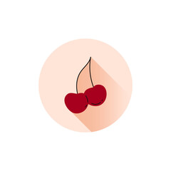 Doodle red raw berries. Simple vector cherries.