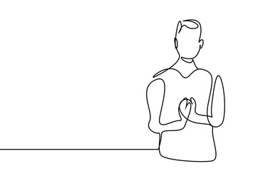 a young handsome teenager applauds