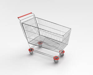 shopping cart on white background 3d illustration, 3d rendering