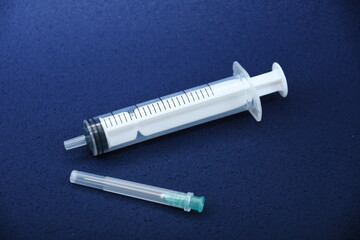 new green Medical needle syringe 