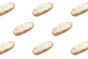 Mosaic of Italian sourdough bread on white background