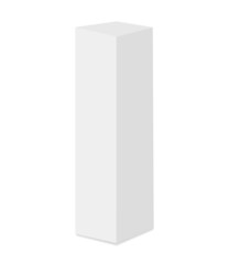 Vertical high white box. Vector 3d realistic Mockup. Closed paper packaging. Blank template. Ready for your design. EPS10.