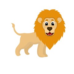 Obraz na płótnie Canvas Vector illustration of cute lion graphics. Cartoon cute male lion on a white background. suitable for children's book covers and animated materials.